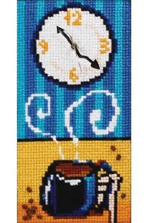 Kit di canovaccio orologio - L'ora del caffè - Collection d'Art Occasione Imperdibile