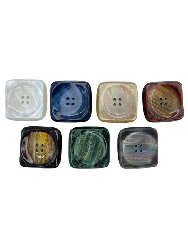 Non Perdere Bottone Madreperla Piatto Quadrato Concavo 4 Buchi Mis. 35 Mm