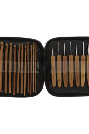 Assortiment de 20 crochets en bambou 1 mm à 10 mm - Naturel Nuovo Arrivo