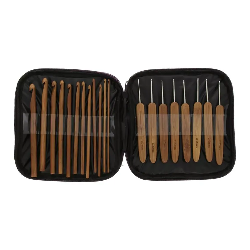 Assortiment de 20 crochets en bambou 1 mm à 10 mm - Naturel Nuovo Arrivo