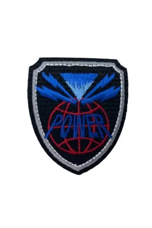 Applicazione Termoadesiva Patch Scudetto Nero Ricamo Power Sport 55x50 Cm Non Perdere