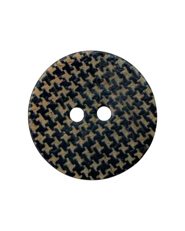 Spedito Oggi Bottone Cocco Pied de Poul Stampato Nero e Base Beige Diametro 25 Mm