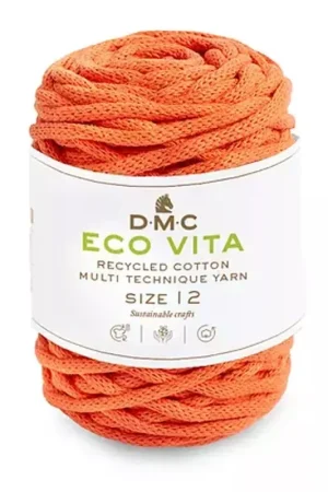 Bobine de cordon DMC 4 mm coton recyclé pour macramé - Eco Vita 12 - Orange x55m Offerta Limitata