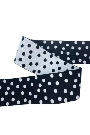 50 Cm Passamaneria Elastico Moda Nero Pois Bianco Molla Doubleface Alto 5 Cm Pagamento Sicuro