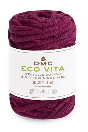 Miglior Prezzo Bobine de cordon DMC 4 mm coton recyclé pour macramé - Eco Vita 12 - Prune x55m