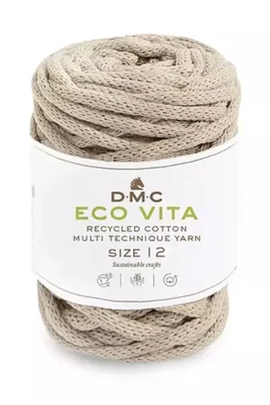 Solo Oggi Bobine de cordon DMC 4 mm coton recyclé pour macramé - Eco Vita 12 - Beige x55m