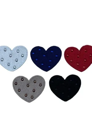 Pagamento Sicuro Applicazione FS Termoadesiva Patch Cuore Ricamato con Strass Cm 4x3