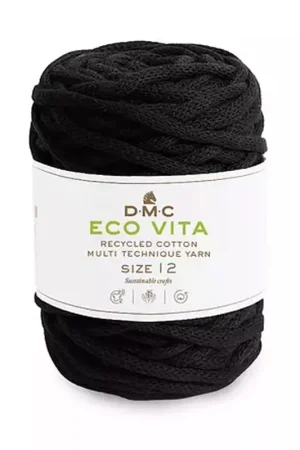 Nuovo Arrivo Bobine de cordon DMC 4 mm coton recyclé pour macramé - Eco Vita 12 - Noir x55m