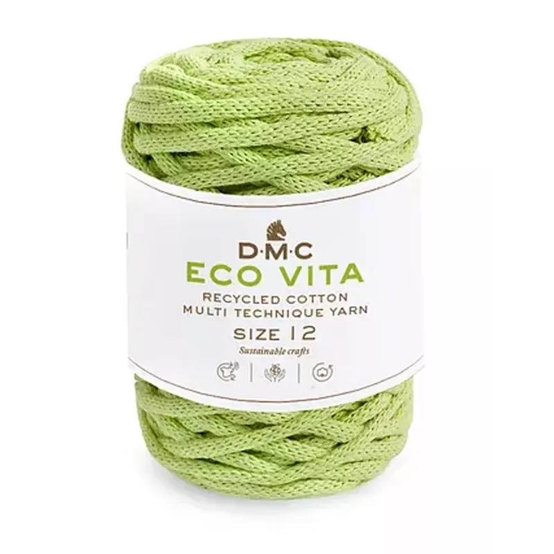 Bobine de cordon DMC 4 mm coton recyclé pour macramé - Eco Vita 12 Vert Clair x55m Offerta Speciale