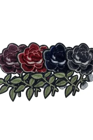 Applicazione Patch Termoadesiva Fiore Velluto Seta Ricamo Lurex 10,5x8 Cm Offerta Lampo