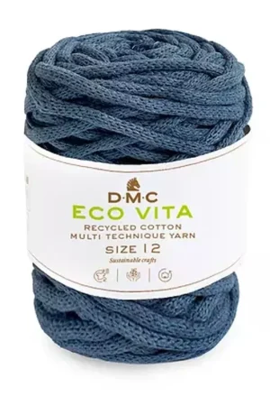 Bobine de cordon DMC 4mm coton recyclé pour macramé - Eco Vita 12 - Bleu jean x55m Nuovo Arrivo