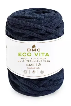 Offerta Del Giorno Bobine de cordon DMC 4mm coton recyclé pour macramé - Eco Vita 12 Bleu Marine x55m