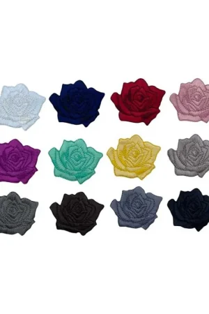 Applicazione FS Termoadesiva Patch Rosa Fiore Ricamata Lucida Cm 5x4 Promozione