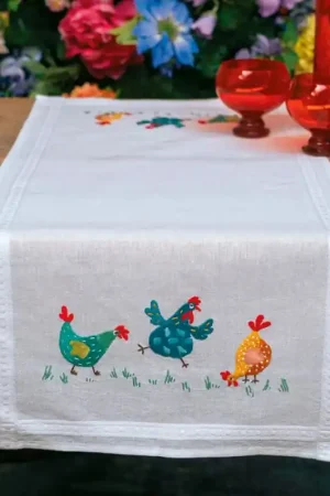 Affare Kit da Ricamo Runner da Tavola - Pulcini Colorati - Vervaco