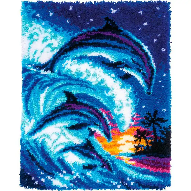 Offerta Lampo Kit Latch Hook - Delfini in un'Atmosfera Tropicale - Vervaco