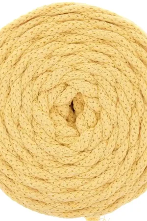 Spedizione Gratuita Bobine de cordon en coton pour macramé Cotton Air 5 mm - Jaune pâle x50m