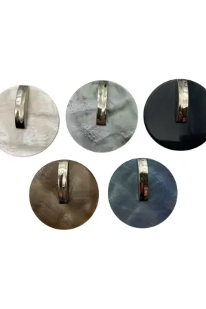 Prezzo Conveniente Bottone Tondo Madreperla con Gambo Acciaio Argento Lucido Mis 70