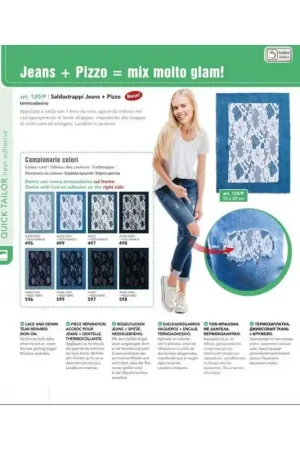 Saldastrappi Jeans Blu + Pizzo Termoadesivo Cm 15x20 Popolare