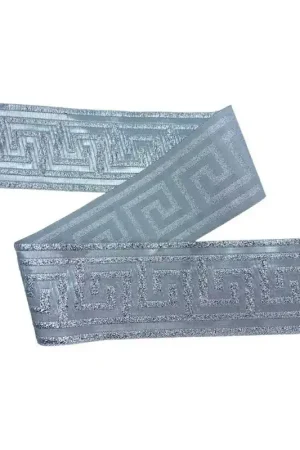 Passamaneria Gallone Bordo Argento Ricamo Greca Geometrico Alto 5 Cm Sconto