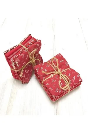 Pacchettino di 6 Tessuti Natalizi, Bordeaux - 25 x 27 cm Spedizione Espresso