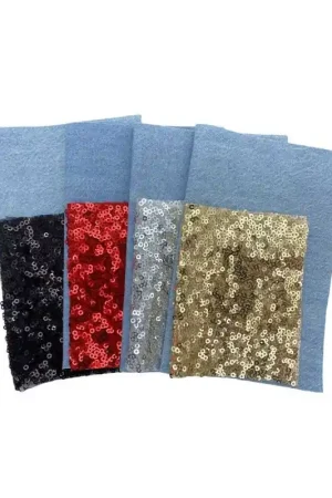 Saldastrappi Jeans Blu Chiaro Slavato + Paillettes Termoadesivo Cm 15x20 Affare