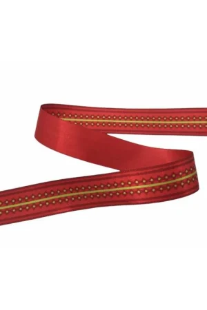 Must-Have Passamaneria Nastro Natale Raso Stampato Rosso Alto 22 Mm
