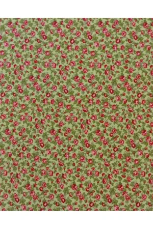 Affare Tessuto Verde con Rose Rosse - Windermere Prints, Moda Fabrics