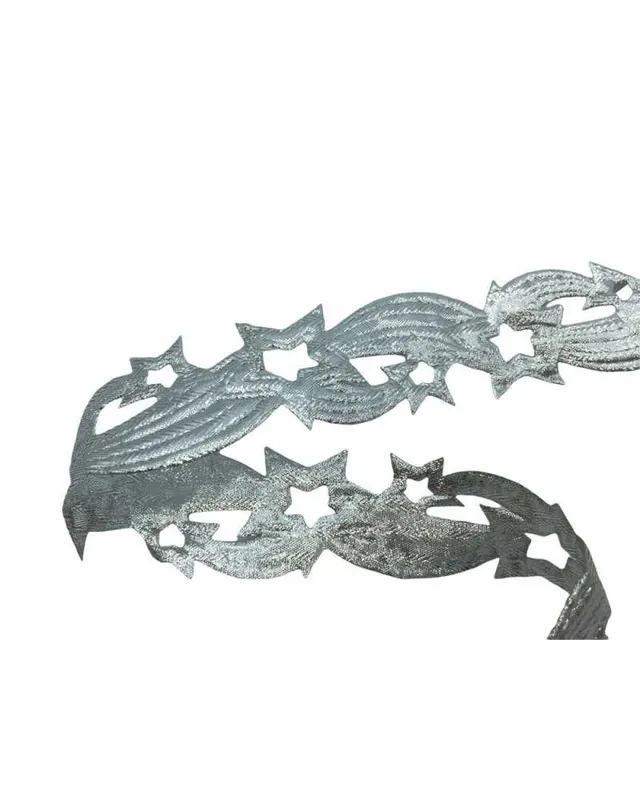 Saldi Passamaneria Nastro Natale Stella Cometa Argento Imbottito Alta 45 Mm.