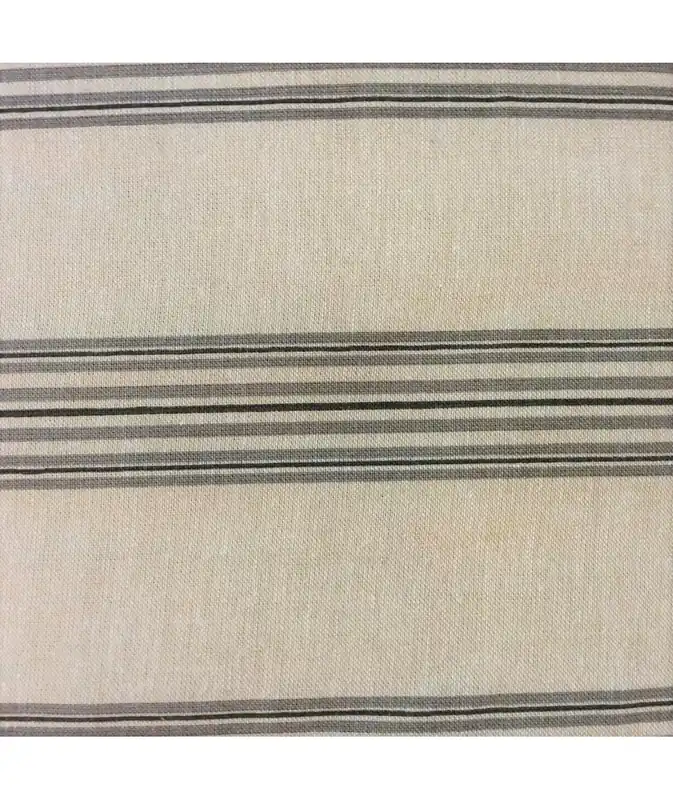 Mas d'Ouvan, Tessuto misto Lino Beige con Righe Grigie e Nere Economico