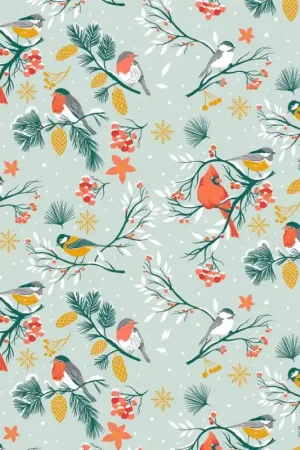 Occasione Imperdibile Tessuto Popeline Katia - Xmas Birds