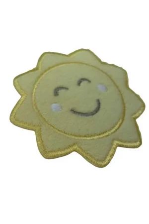Affare Applicazione Sole Stella Giallo Velluto Guance Ricamo Sorridenti 6x6 Cm