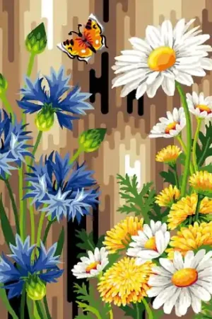 Prezzo Scontato Canovaccio antico - Fiordalisi e margherite - Luc Créations