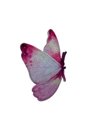 Promozione Applicazione Sx Farfalla Rosa Adesiva Termoadesiva Patch Toppa 50x85 Mm