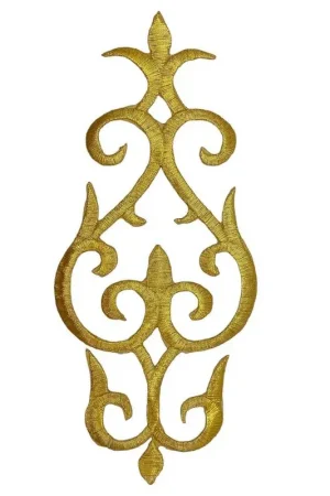 Applicazione Termoadesiva Lurex Ricamo Filo Oro 21x11 Cm Subito Disponibile