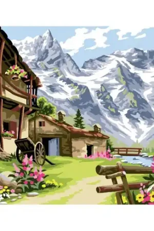 Più Venduto Canovaccio antico - villaggio di montagna - Luc Créations