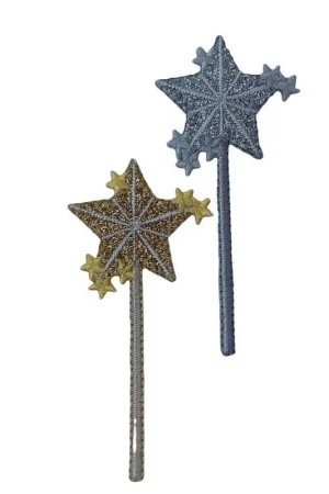 Applicazione Toppa Patch Termoadesiva Baby Ricamo Bacchetta Magica Stella 85x40 Mm Spedito Oggi
