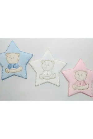 Compra Online Toppa patch termoadesiva baby ricamata stella con orsetto in ciniglia 65x65 mm