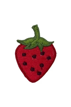 Offerta Limitata Applicazione Toppa Patch Termoadesiva Tessuto Ricamo Fragola Rossa 3x3,5 Cm