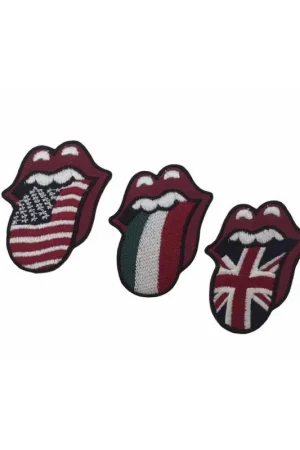 Super Prezzo Applicazione FS Toppa Patch Termoadesiva Ricamata Lingua Labbra Bandiera 5x4 Cm