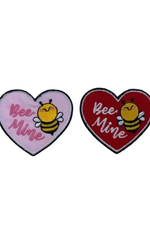 Applicazione Toppa Patch Termoadesiva Baby Ricamo Cuore Ape BEE MINE 6x5 Cm Spedizione Espresso