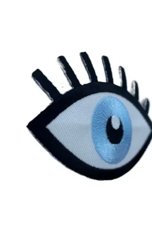 Professionale Applicazione occhio celeste patch termoadesiva ricamata 9x6 cm