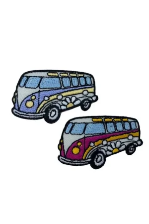 Applicazione Toppa Patch Termoadesiva Tessuto Ricamo Furgone Pace 50x35 Mm Affare