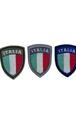 Promozione Applicazione FS Toppa Patch Termoadesiva Tessuto Ricamato Scudetto Bandiera Italia 45x60 Mm