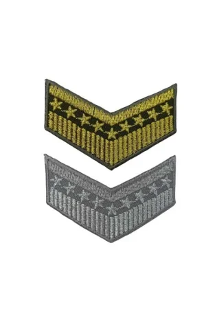 Patch Termoadesiva Grado Militare Ricamata Stelline Lurex 58x4 Cm Prezzo per Pezzo Super Prezzo
