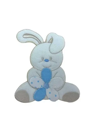 Promozione Esclusiva Applicazione FS Toppa Patch Termoadesiva Baby Coniglio Fiore Ricamo Ciniglia 7x6 Cm