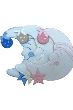Scelto Dai Clienti Applicazione FS Toppa Patch Termoadesiva Baby Luna Bianco Stella Fiocco Ricamo Ciniglia 14x10 Cm