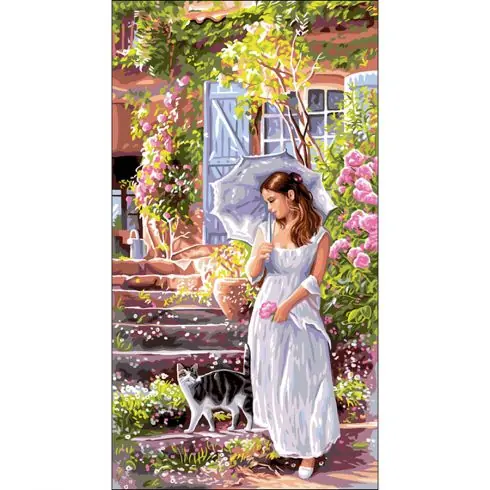 Canovaccio antico - La donna con l'ombrello - Luc Créations Spedizione Gratuita