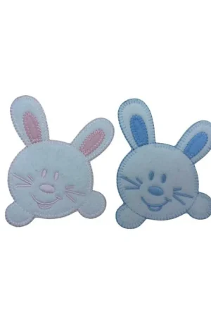 Ultime Pezzi Toppa Patch Termoadesiva Baby Testa Coniglio Sorridente Ricamato Effetto Velluto 9x10 Cm