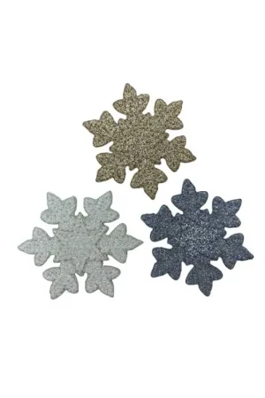 Applicazione Toppa Patch Termoadesiva Stella Ghiaccio Neve Ricamo Glitter 55x55 Mm Promozione Esclusiva