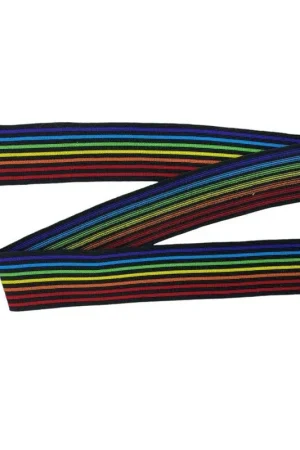Direttamente Dal Produttore Passamaneria Nastro Semielastico Rigato Multicolor Base Nero Alto 4 Cm